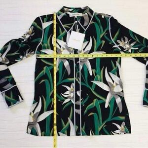 DVF SILK Blend HARBS LONG SLEEVE Floral Print BLOUSE/Buttoned Shirt Size 4/Small